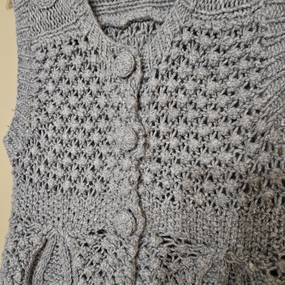 Eddie Bauer Grey Wool Chunky Knit Cardigan | Size M - Picture 3 of 5